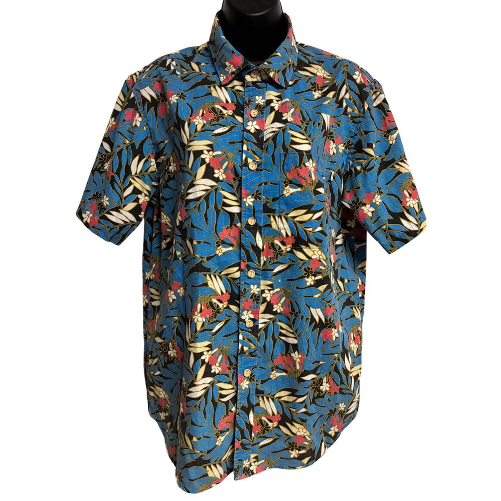 Roberta Oaks Honolulu Hawaii Aloha Shirt Tropical Floral Button Front Size Large